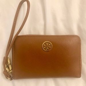Camel Tory Burch wristlet